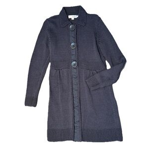 Boden St Malo Blue Knit Long Cardigan Sweater 100% Cotton Size 6 Boho EUC